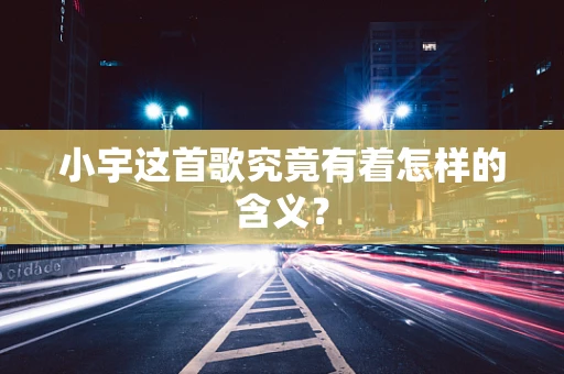 小宇这首歌究竟有着怎样的含义？