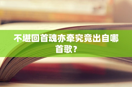不堪回首魂亦牵究竟出自哪首歌？