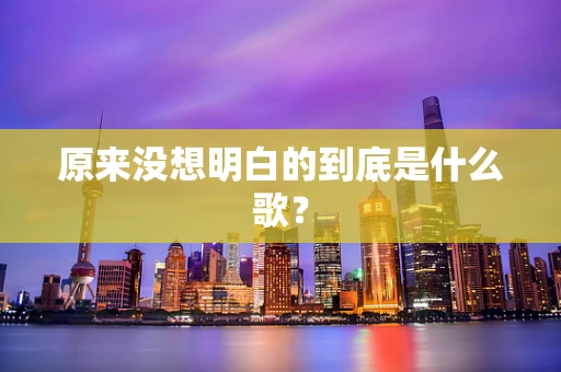 原来没想明白的到底是什么歌？